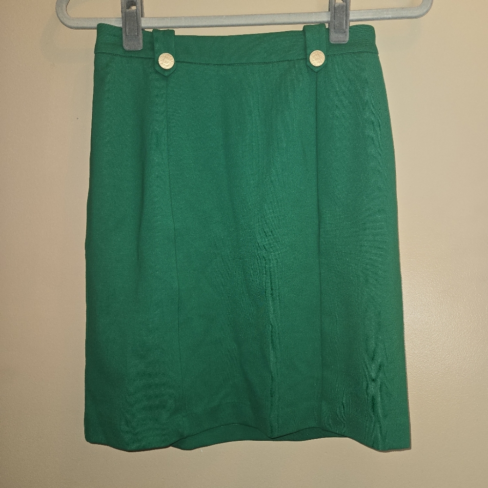 Green Skirt Skies Are Blue Adelaide Gold Button Detail Stretch Size Small NWT